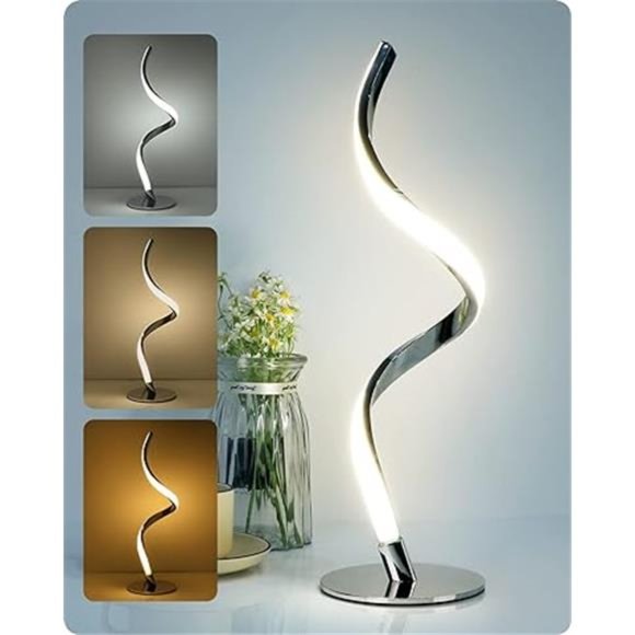 Modern Spiral Bedside Lamp - 3 Colors Touch Control LED Table Lamp, Stepless - Picture 5 of 6